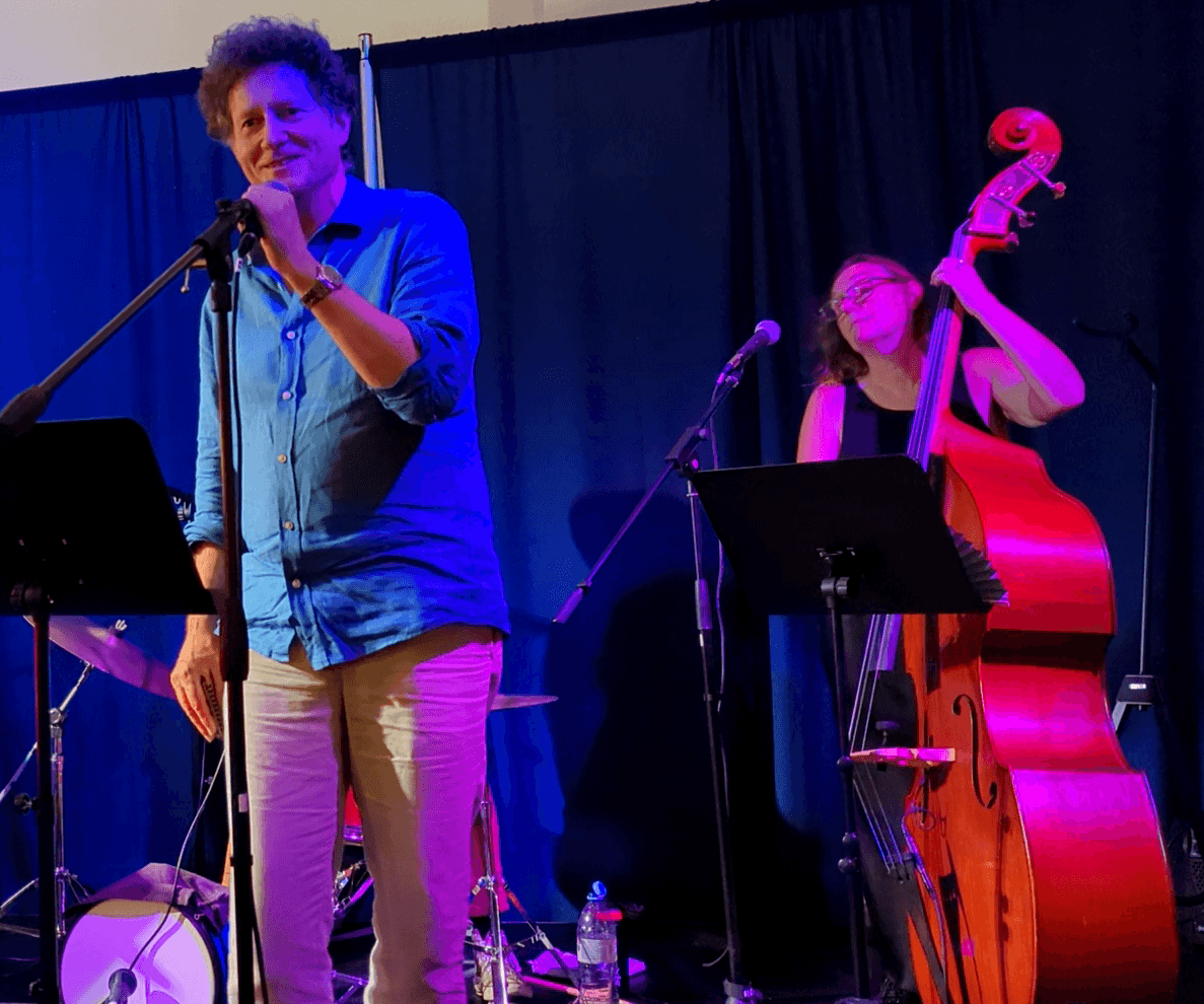 Local singer performing with the double bass player